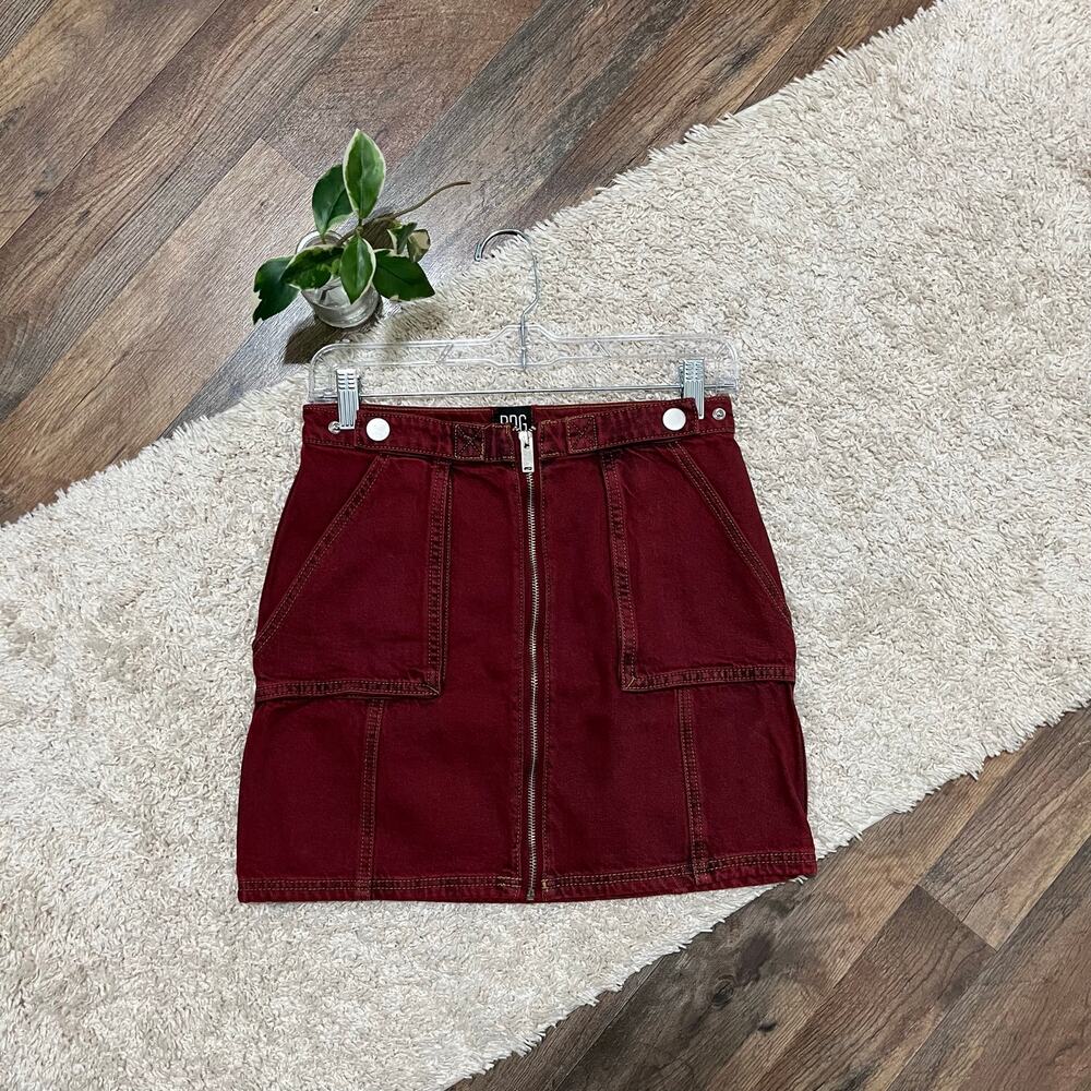 Urban Outfitters BDG Small Red Zip Front Moto Utility Grunge Tate Mini Skirt